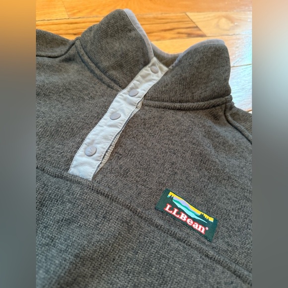 LL Bean Better Sweater Fleece Snap Collar Jacket Grayish Green Women’s Size S - Picture 3 of 13